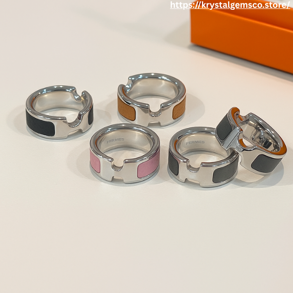 🖤✨ “H-Luxe” Leather Inlay Ring Collection