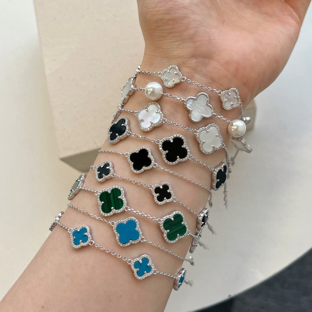 "Lunar Petals" Mother-of-Pearl Floral Bracelet in Sterling Silver ππ€