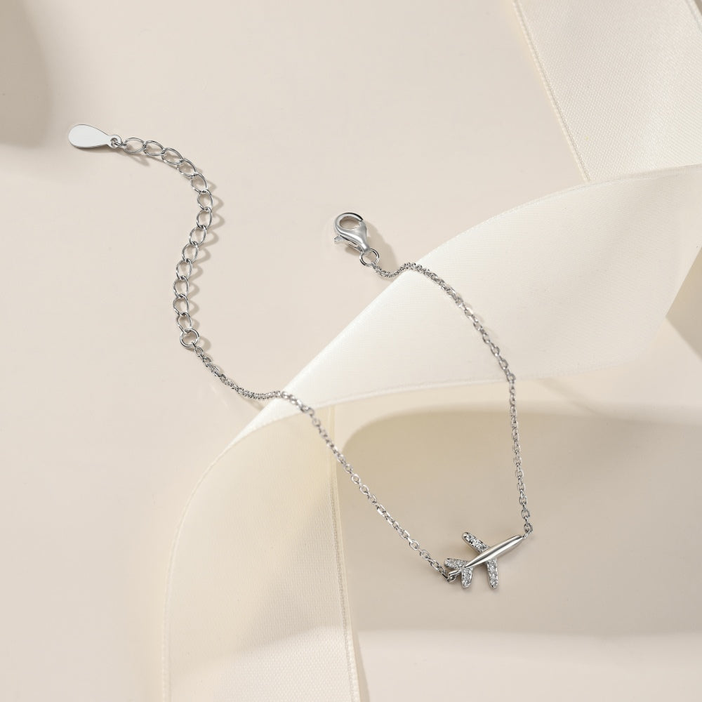 "Fly With Me" Sterling Silver Airplane Bracelet ππ«
