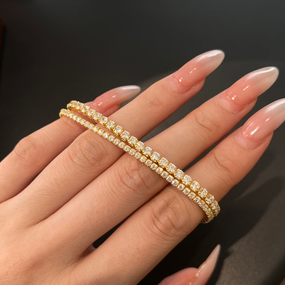 "Golden Hour" Tennis Duo Bracelet in 18K Gold-Plated Shine π
π