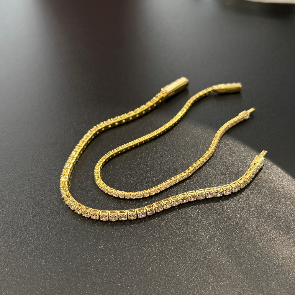 "Golden Hour" Tennis Duo Bracelet in 18K Gold-Plated Shine π
π