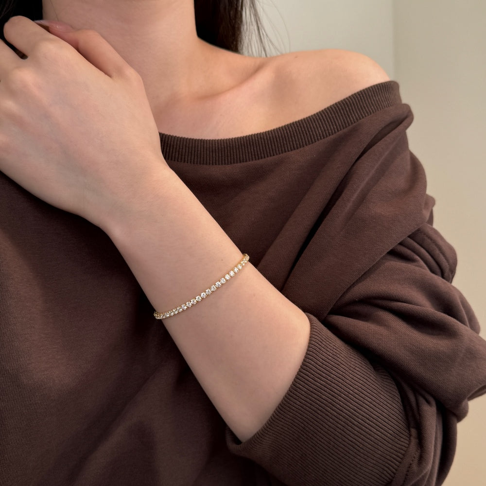 "Golden Hour" Tennis Duo Bracelet in 18K Gold-Plated Shine π
π