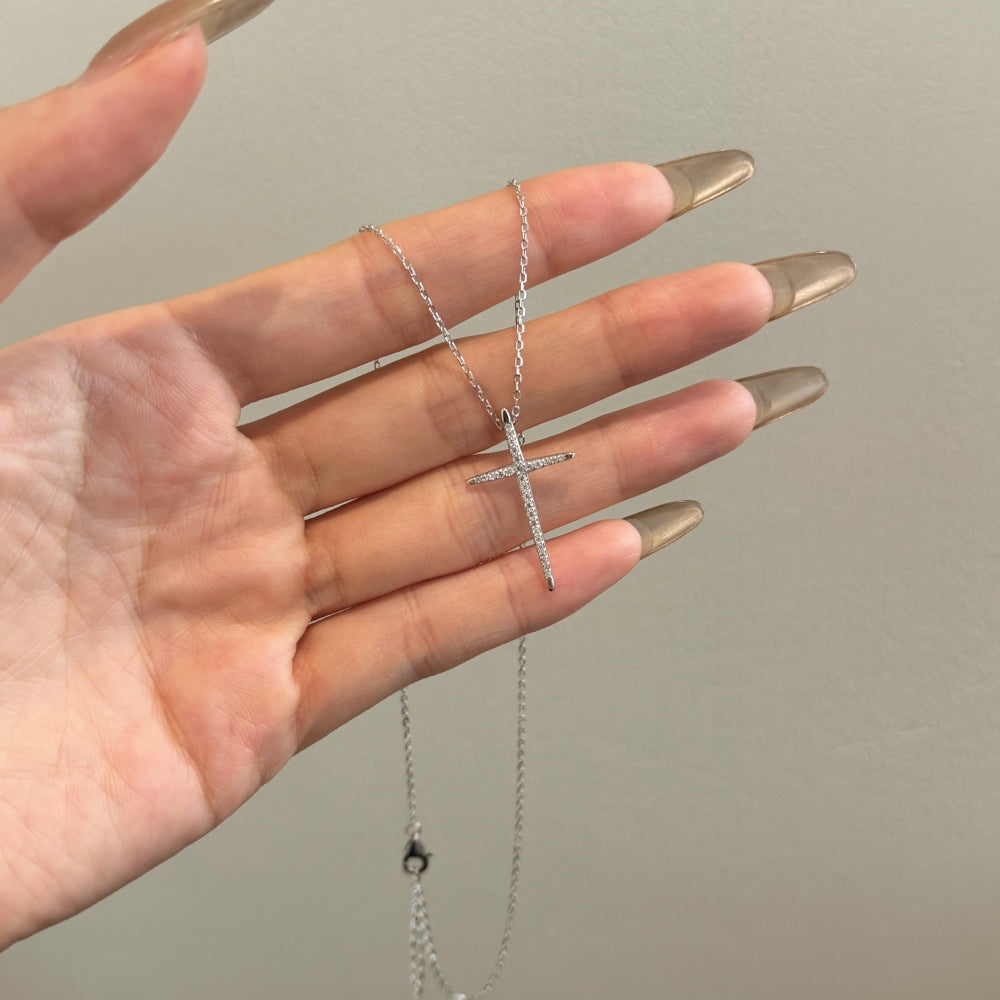 Radiant Crystal Cross Pendant Necklace πβ¨