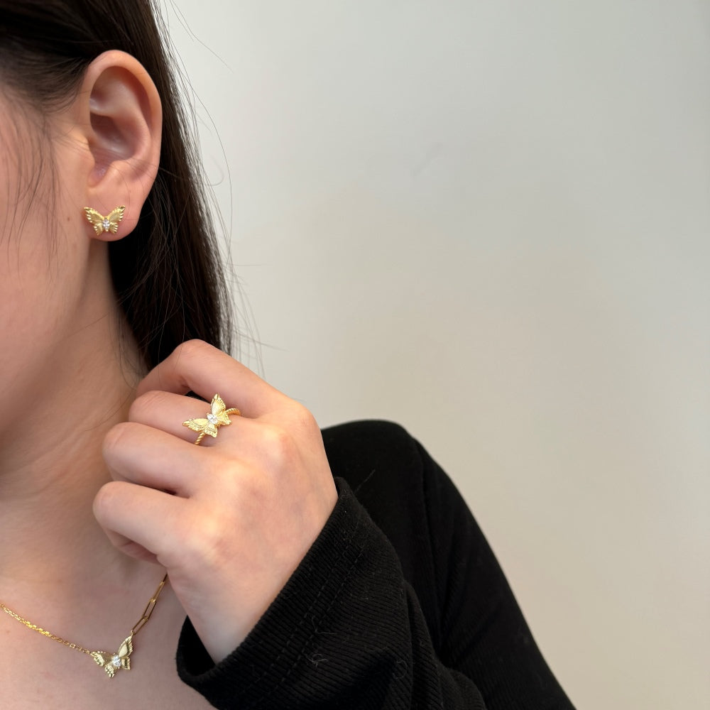 š¦ Golden and Silver Flutter Butterfly Studs