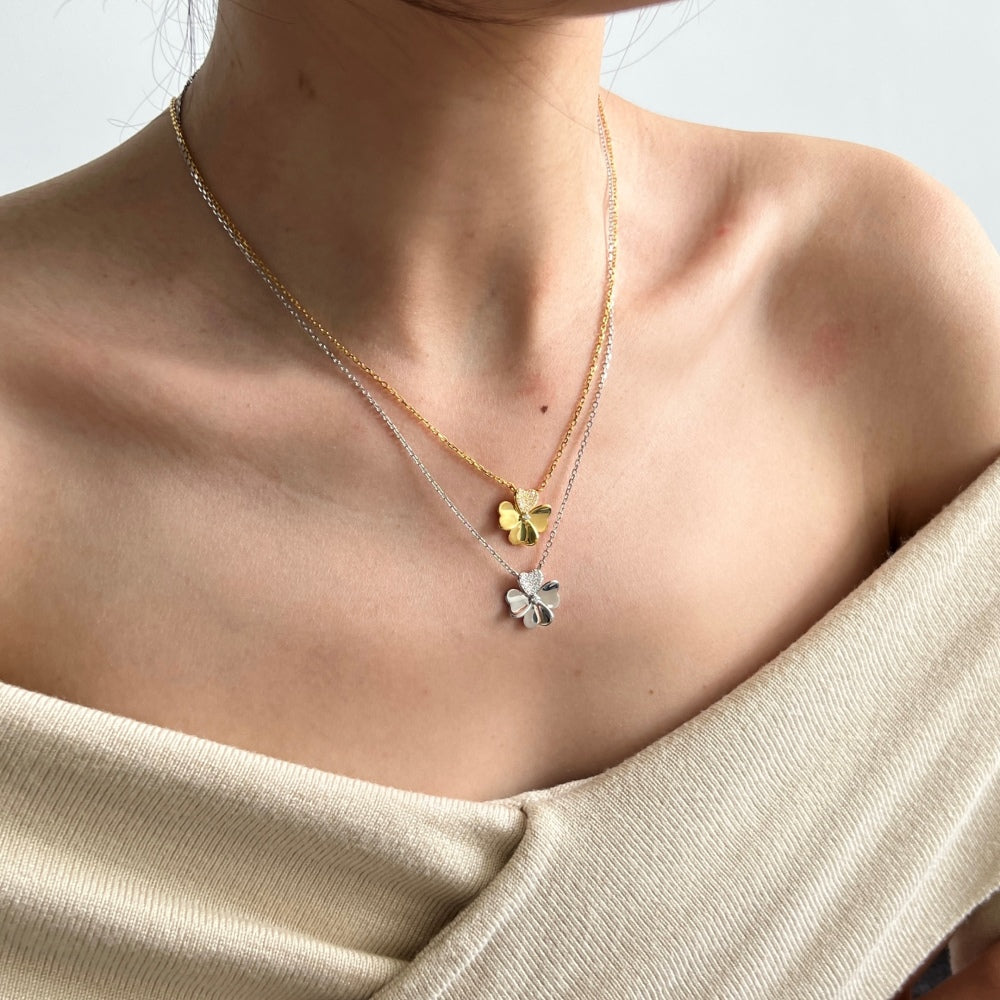 Elegant Silver Clover Pendant Necklace πΈβ¨