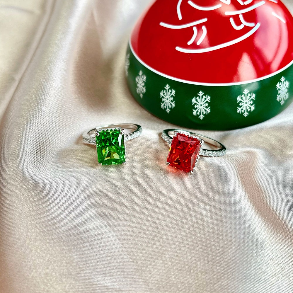 "Scarlet Flame" Radiant-Cut Birthstone Ring 🔥❤️