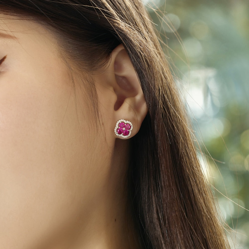 💕✨ “Rosette Radiance” Pink Crystal Studs 🌸