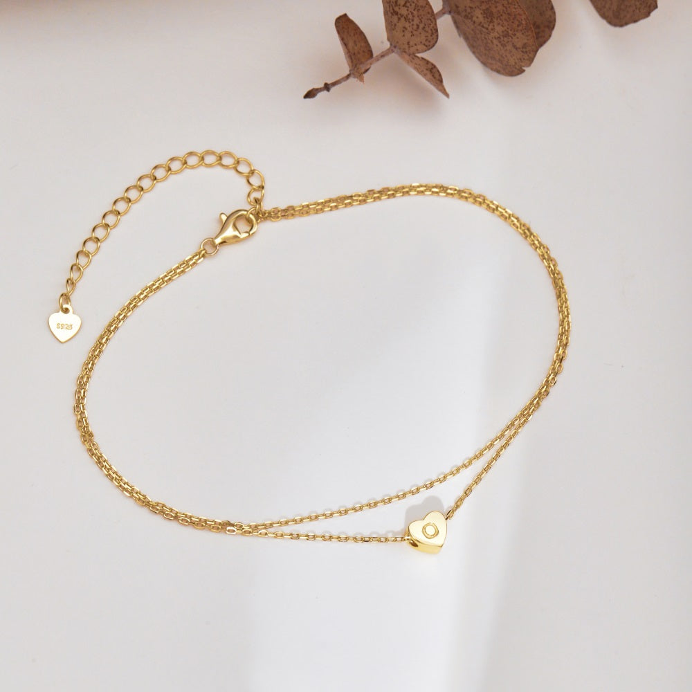 πβ¨ Personalized Gold Heart Initial Anklet β "O" Charm β¨π