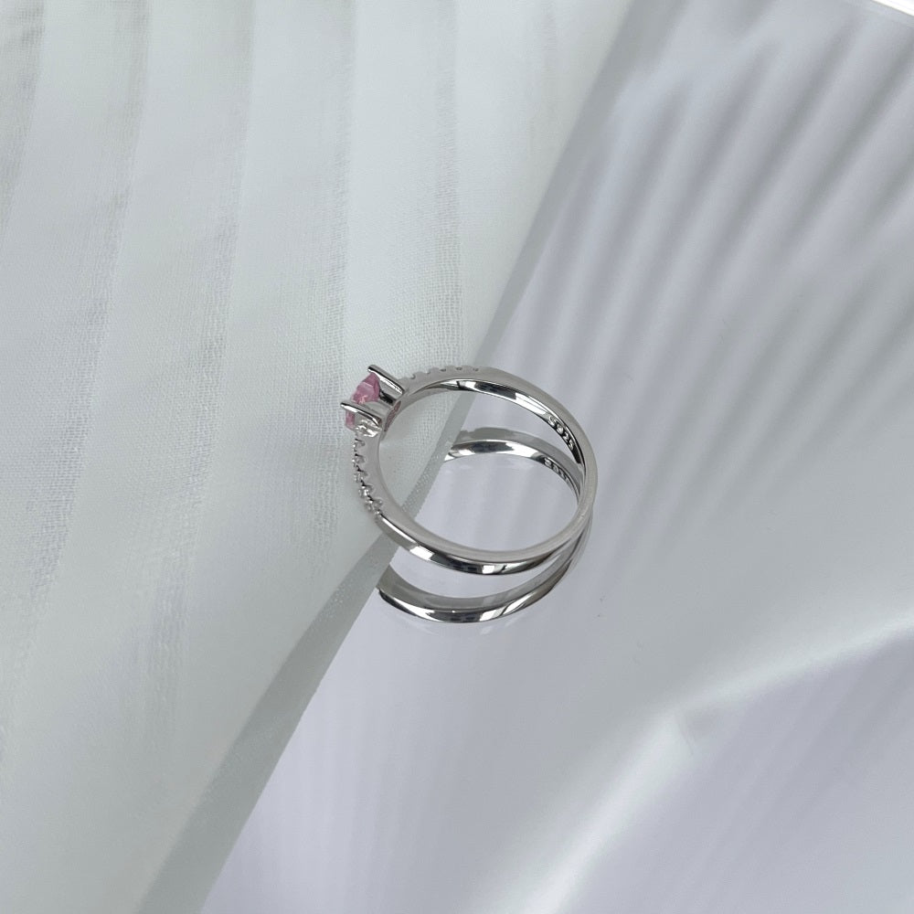 Pink Heart Moissanite Promise Ring – Sterling Love Band