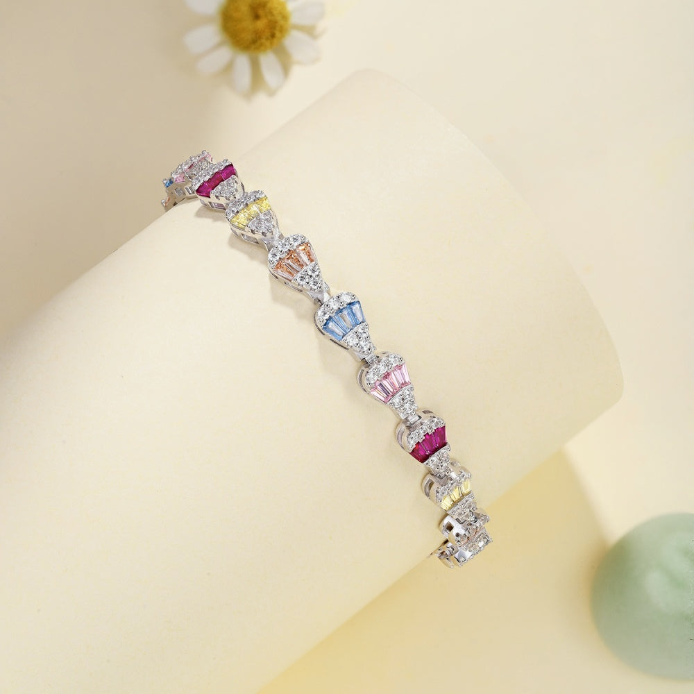 π Carousel Dreams Multicolor Baguette Bracelet in Sterling Silver β¨