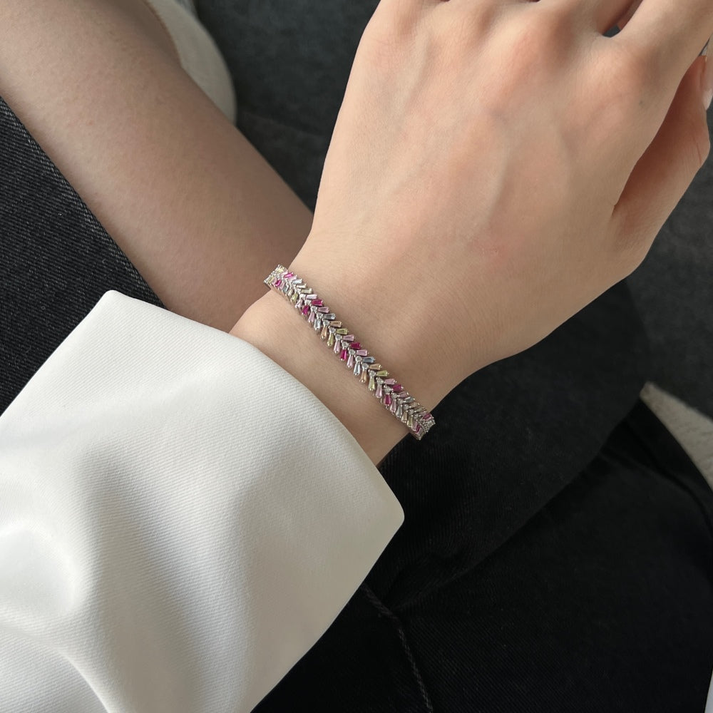 "Crown Me" Princess-Cut Ruby Chevron Bracelet
