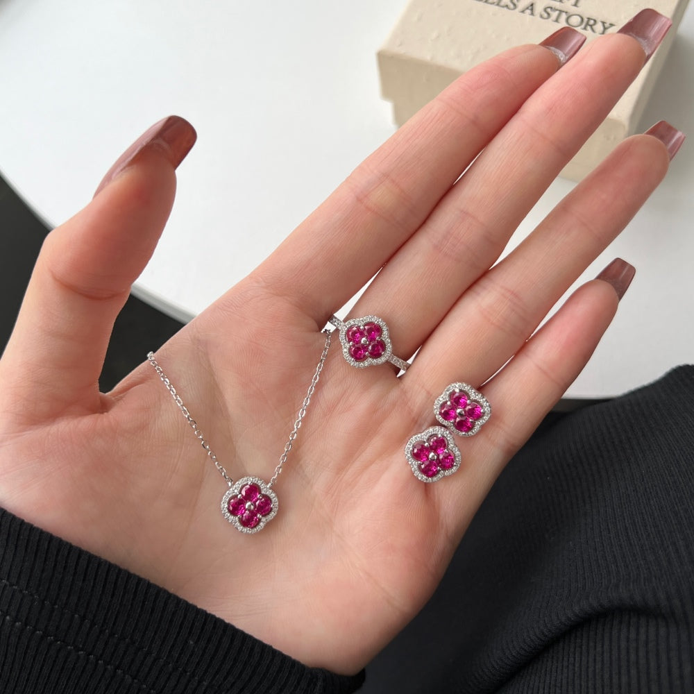 💕✨ “Rosette Radiance” Pink Crystal Studs 🌸