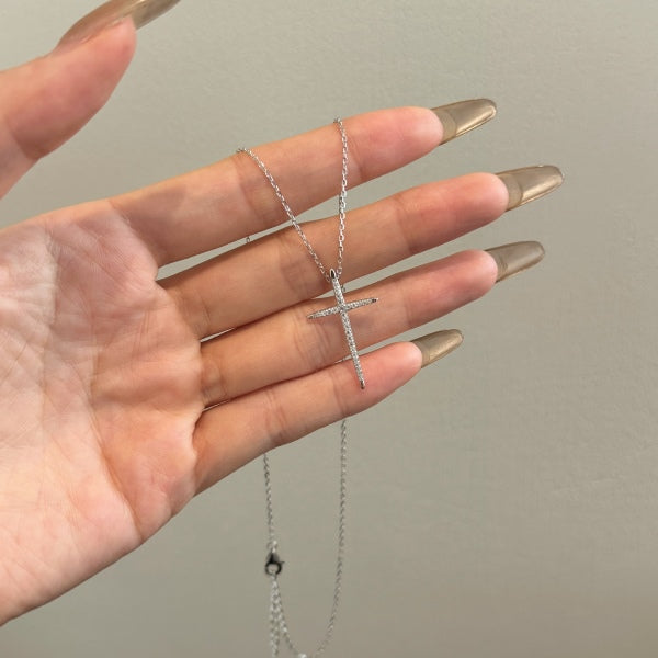 Radiant Crystal Cross Pendant Necklace πβ¨
