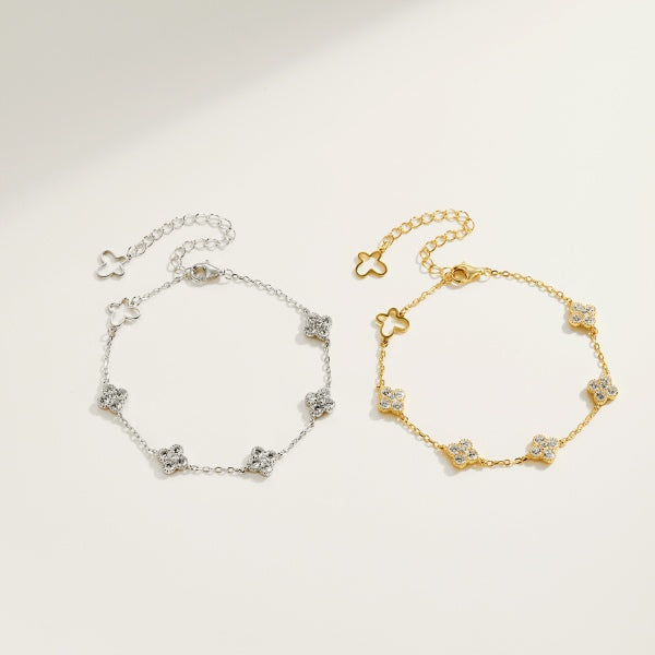 "Golden Fleur" Diamond-Cut Flower Bracelet in 18K Gold Finish ✨🌼
