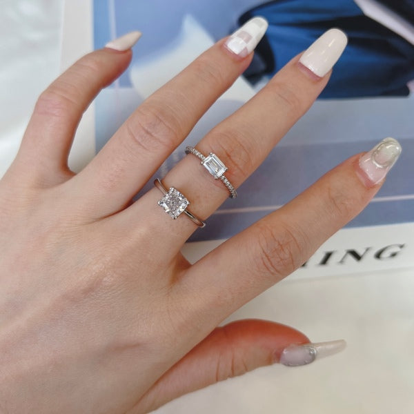 β¨ Emerald-Cut Moissanite Solitaire Ring β Sleek Sophistication Collection π