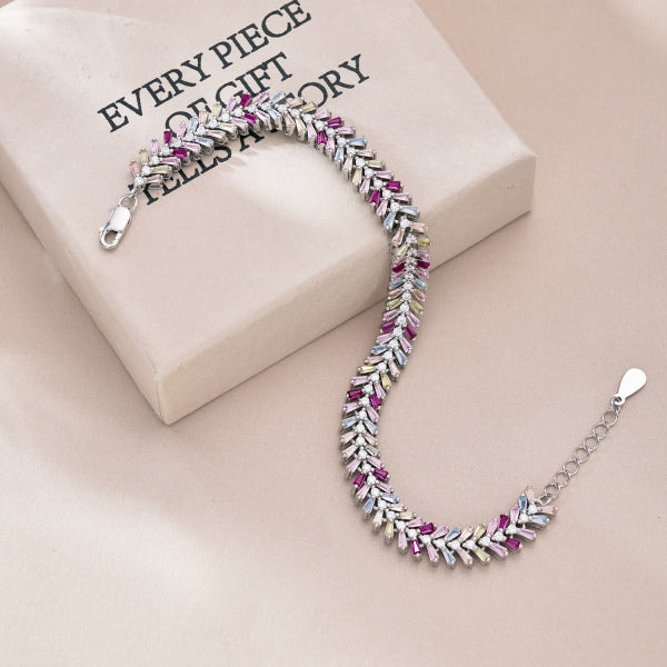 "Crown Me" Princess-Cut Ruby Chevron Bracelet