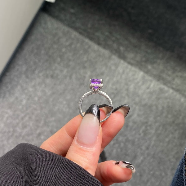 "Royal Radiance" Emerald-Cut Amethyst Birthstone Ring 💜👑