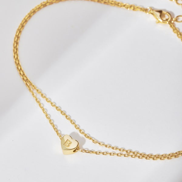 π Personalized Heart Initial Anklet β "B" Charmππ
