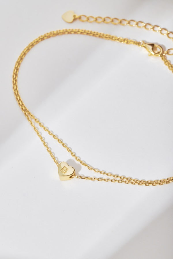 π Personalized Heart Initial Anklet β "B" Charmππ