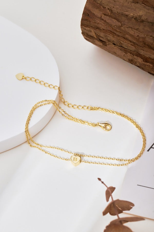 π Personalized Heart Initial Anklet β "B" Charmππ