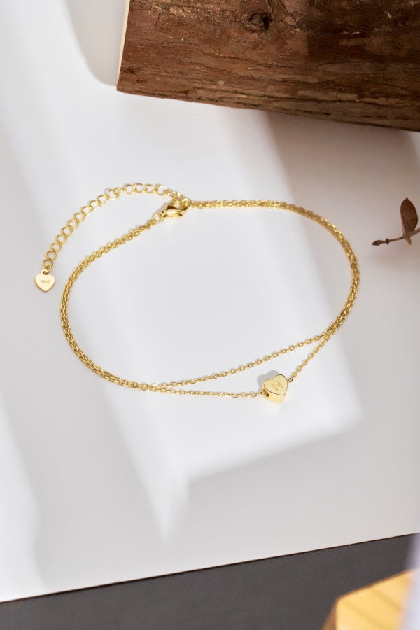 πβ¨ Personalized Gold Heart Initial Anklet β "H" Charm β¨π