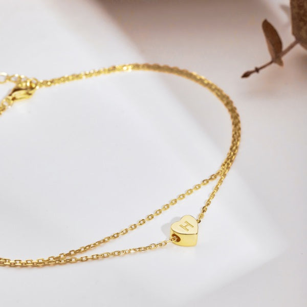 πβ¨ Personalized Gold Heart Initial Anklet β "H" Charm β¨π