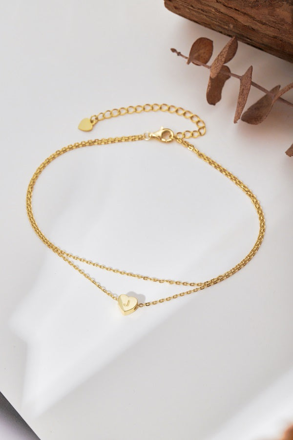 Krystal Gem Co. Adjustable Gold Double-Layer Heart Anklet