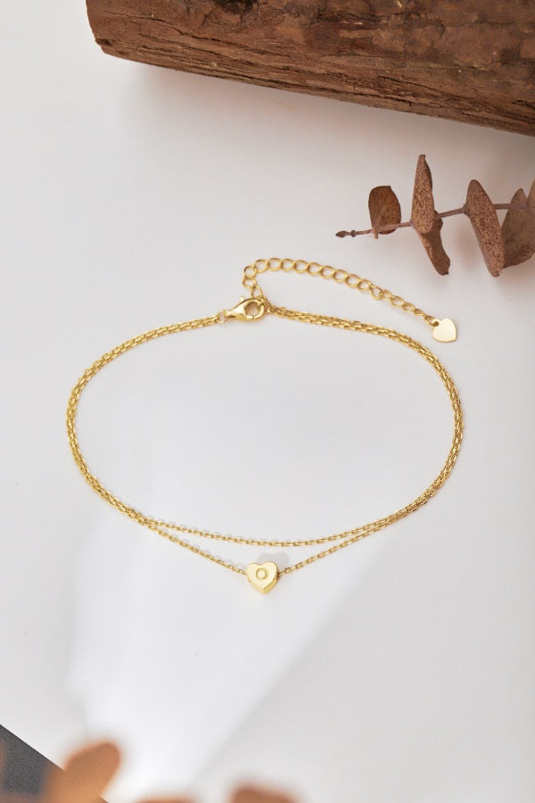 πβ¨ Personalized Gold Heart Initial Anklet β "O" Charm β¨π