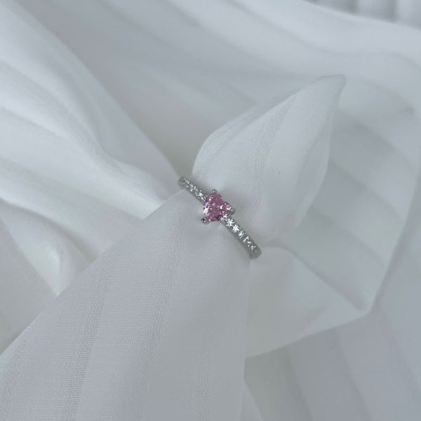 Pink Heart Moissanite Promise Ring – Sterling Love Band
