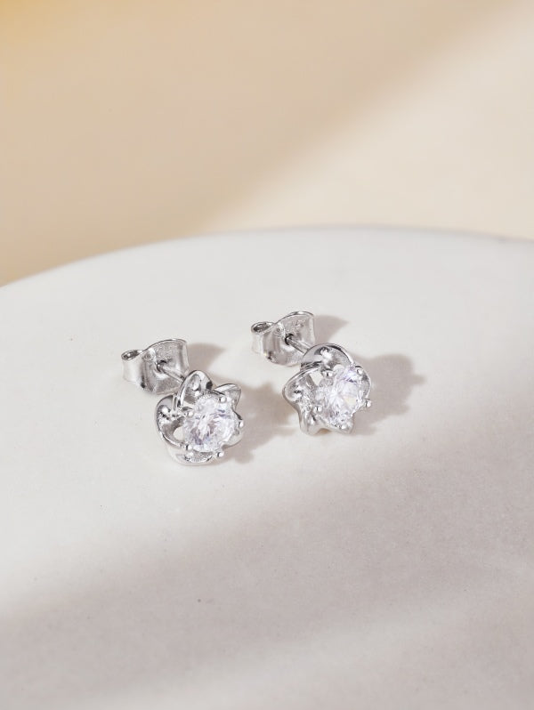 ✨🌸 “Celestial Bloom” Sterling Silver Stud Earrings 💎