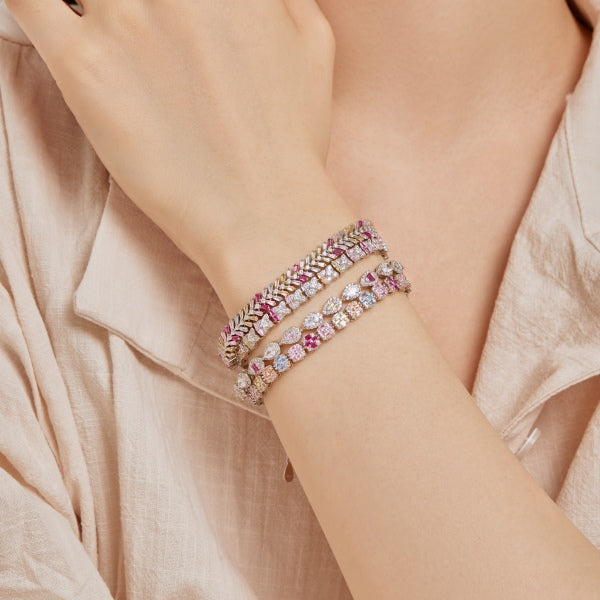"Crown Me" Princess-Cut Ruby Chevron Bracelet