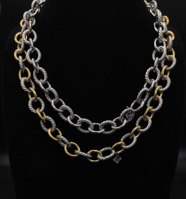 Trendy Chunky Rope Link Bracelet & Necklace Set – Gold, Silver, and Two-Tone Chains