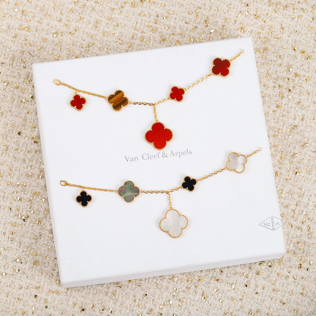 Clover Charm BraceletCollection – Gold & Silver Plated with Luxe Gemstone Accents