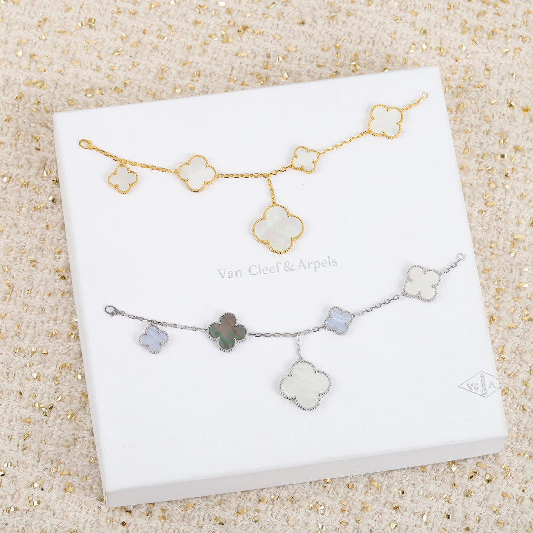 Clover Charm BraceletCollection – Gold & Silver Plated with Luxe Gemstone Accents