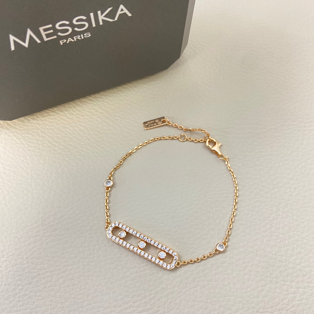 Messika Move Uno Triple Diamond Bracelets – Gold, Silver & Rose Gold Elegance