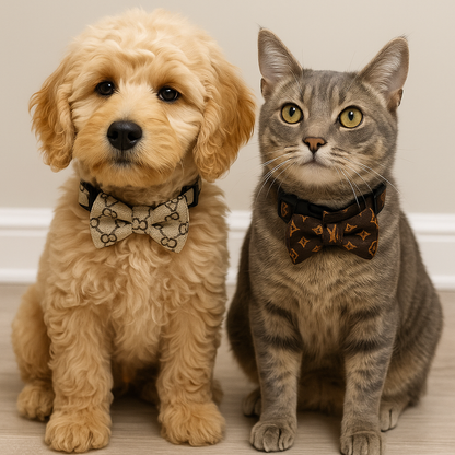 Luxury Bowtie Pet Collars – Designer-Inspired Adjustable Dog & Cat Accessories