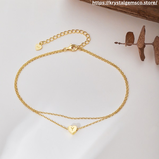🌟✨ Gold Heart Initial Anklet – “Y” Charm ✨🌟