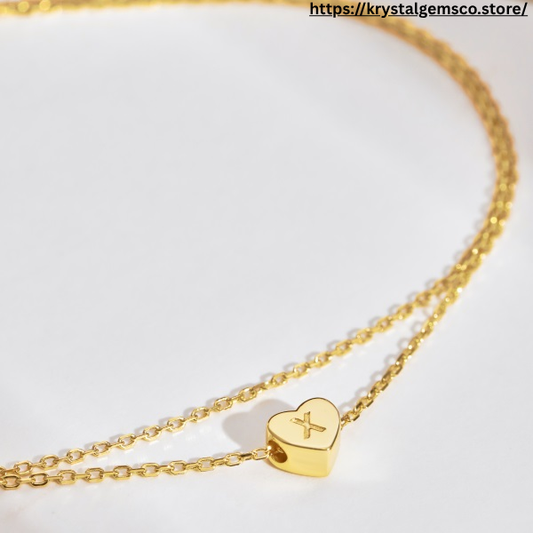 🌟✨ Gold Heart Initial Anklet – “X” Charm ✨🌟