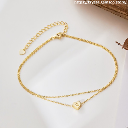 💛✨ Personalized Gold Heart Initial Anklet – “Q” Charm ✨💛