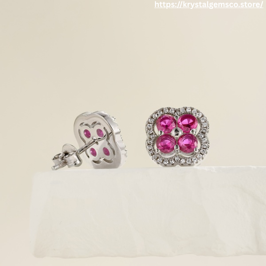 💕✨ “Rosette Radiance” Pink Crystal Studs 🌸