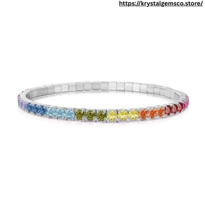 "Chroma Glow" Rainbow Gemstone Stretch Bracelet 🌈
