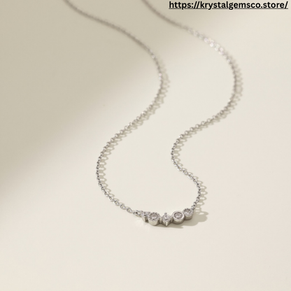 💎✨ Minimalist Five-Stone Sterling Silver Necklace ✨💎