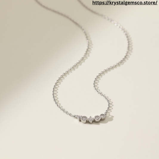 💎✨ Minimalist Five-Stone Sterling Silver Necklace ✨💎