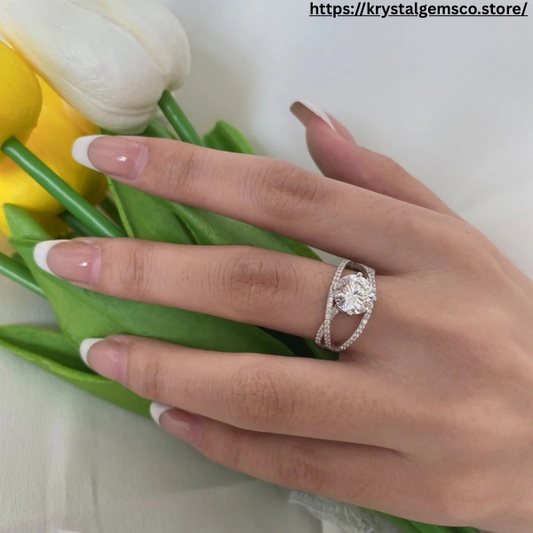 Radiant Halo Split Shank Moissanite Wedding Ring:  💍