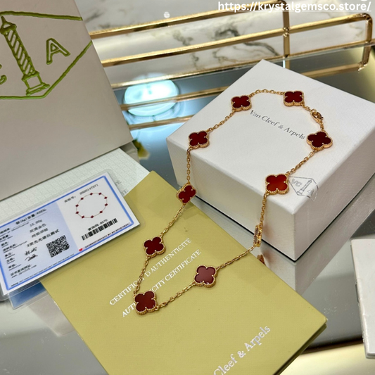 ❤️ Lux Red Clover Charm Necklace – Inspired by Van Cleef & Arpels ❤️