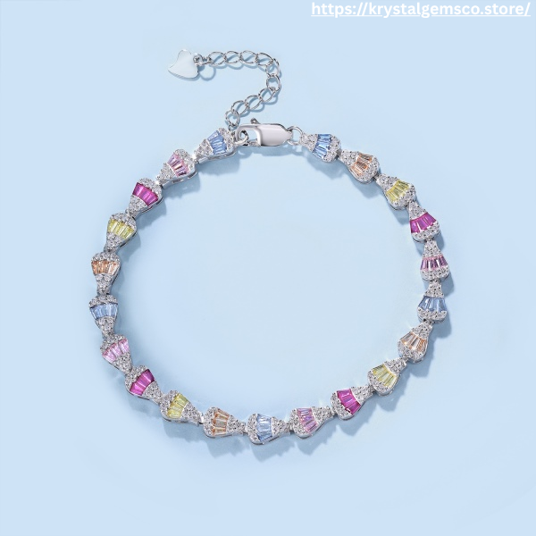 🌈 Carousel Dreams Multicolor Baguette Bracelet in Sterling Silver ✨