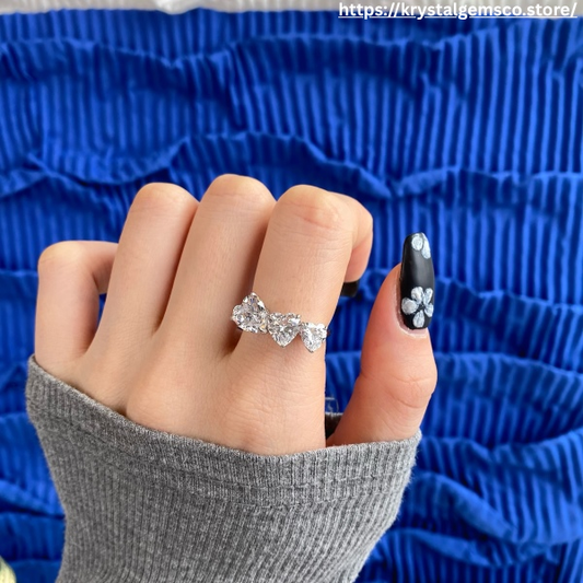 💖 Triple Heart Sparkle Ring – Radiate Love in Every Glance  💍