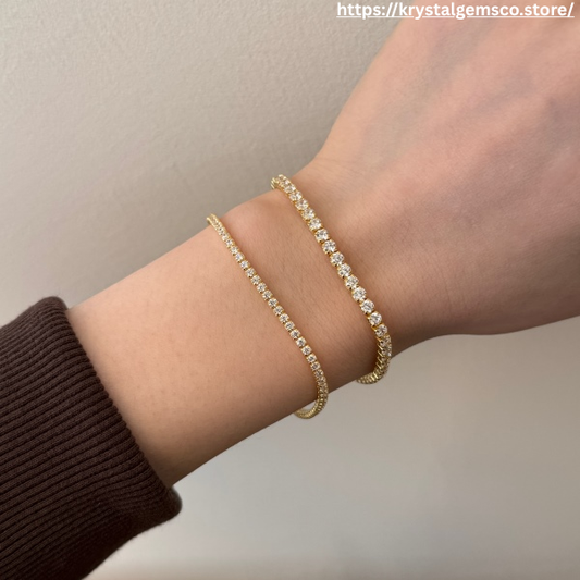 "Golden Hour" Tennis Duo Bracelet in 18K Gold-Plated Shine 🌅💛