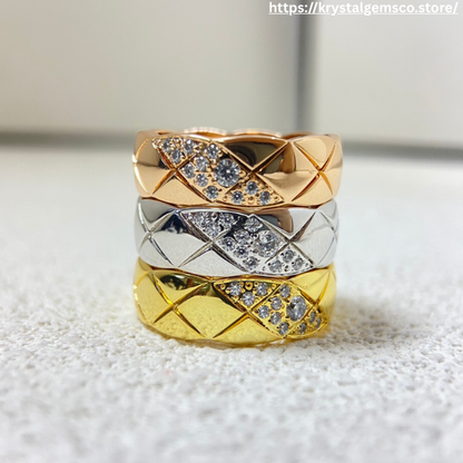 Triple Threat: Quilted Sparkle Rings in Gold, Silver & Rose Gold