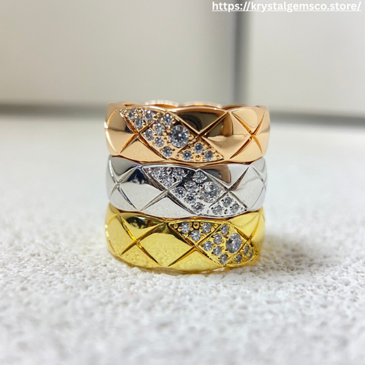Triple Threat: Quilted Sparkle Rings in Gold, Silver & Rose Gold
